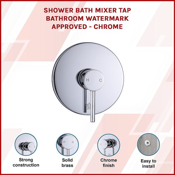 Shower Bath Mixer Tap Bathroom WATERMARK Approved – Chrome