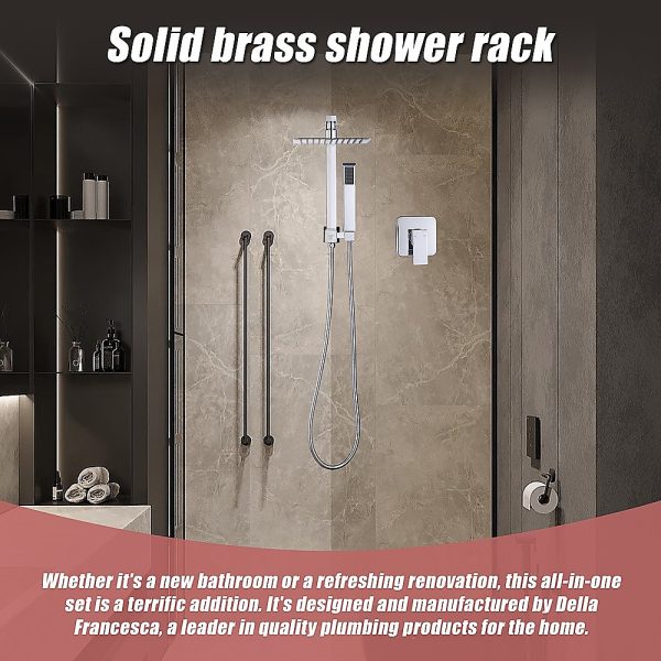 WELS 8″ Rain Shower Head Set Square Dual Heads Faucet High Pressure With Mixer, – Chrome