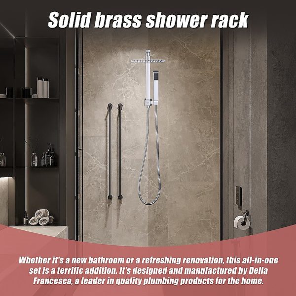 WELS 8″ Rain Shower Head Set Square Dual Heads Faucet High Pressure Hand Held, – Chrome