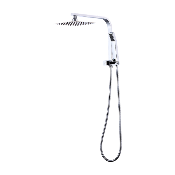 WELS 8″ Rain Shower Head Set Square Dual Heads Faucet High Pressure Hand Held,