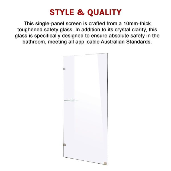 Frameless 10mm Safety Glass Shower Screen – 700 x 2000 mm, Chrome