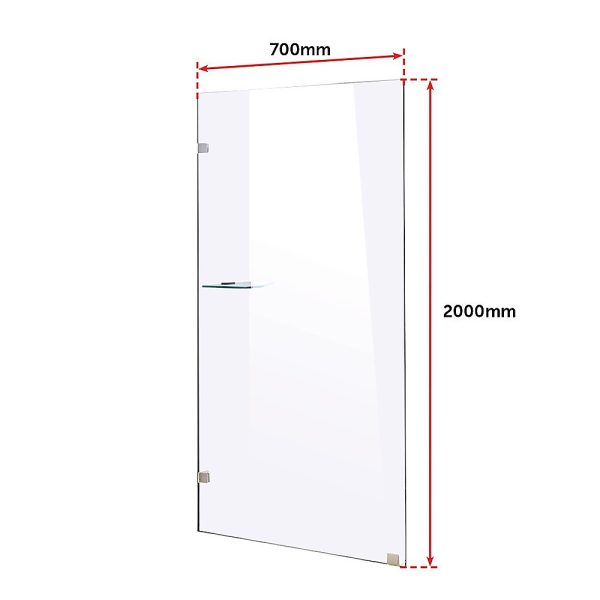 Frameless 10mm Safety Glass Shower Screen – 700 x 2000 mm, Chrome