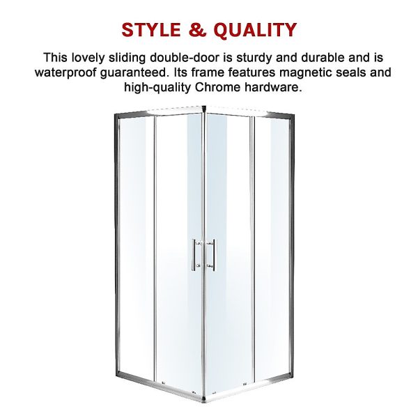 Sliding Door Nano Safety Glass Shower Screen By Della Francesca – 800 x 900 mm, Chrome