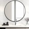 Round Wall Mirror Bathroom Makeup Mirror by Della Francesca – 60 cm, Black