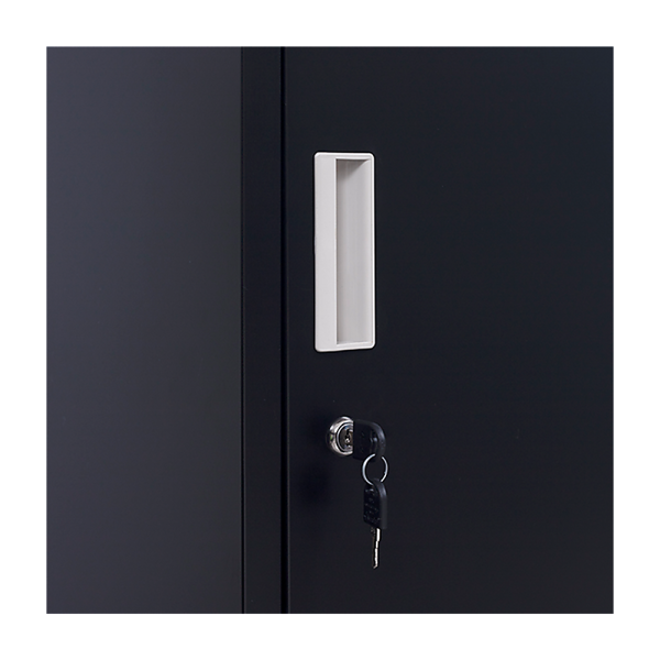 4 Door Locker for Office Gym – Black, Standard Lock