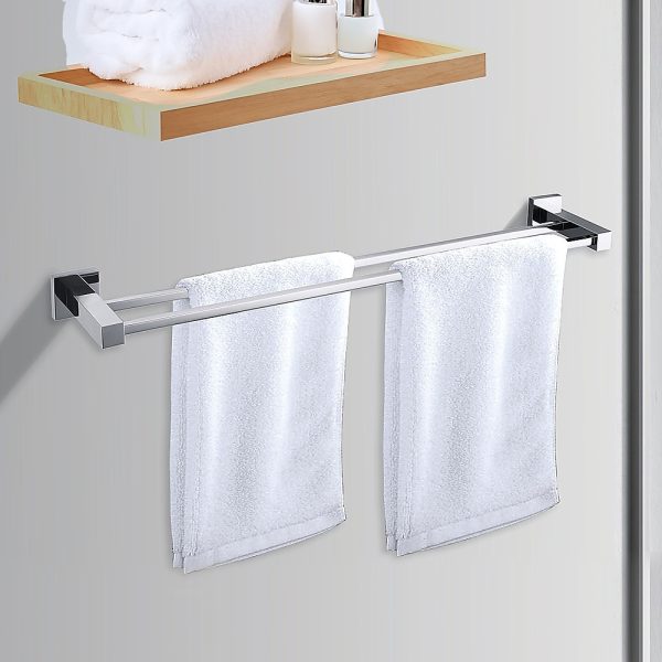 Chrome Towel Bar Rail Bathroom