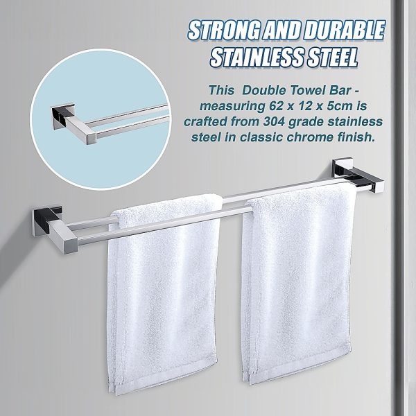 Chrome Towel Bar Rail Bathroom – Double Classic