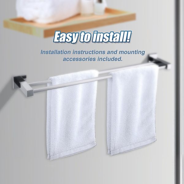 Chrome Towel Bar Rail Bathroom – Double Classic