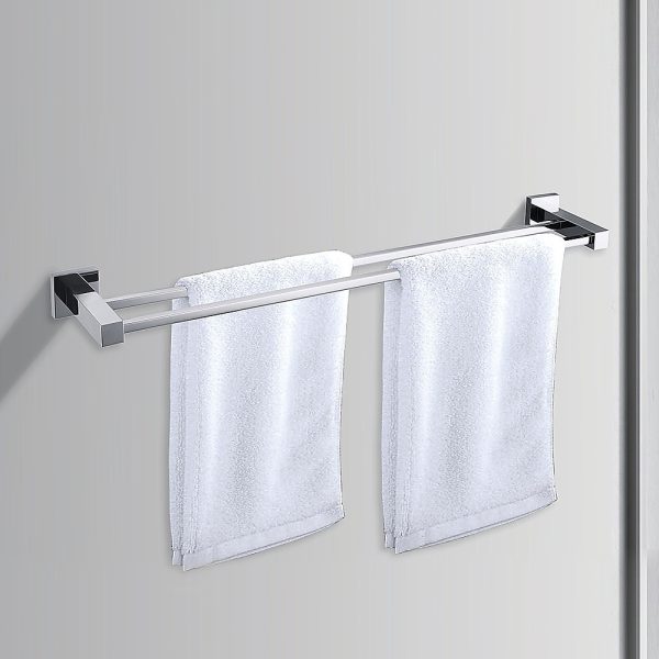 Chrome Towel Bar Rail Bathroom – Double Classic