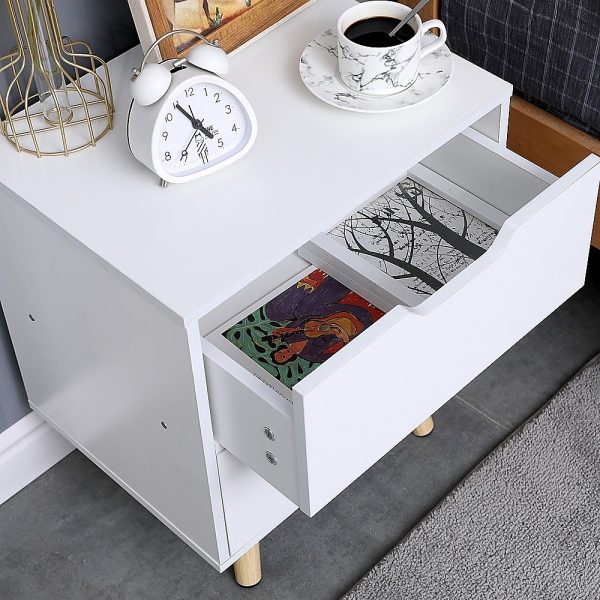 Vineyard Wooden Bedside Table Cabinet Storage Night Stand – 2 Drawers