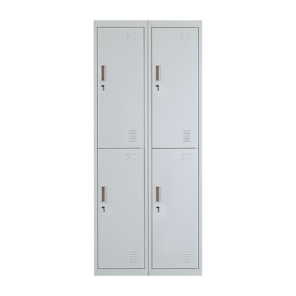 Four-Door Office Gym Shed Storage Locker, – Grey, Standard Lock