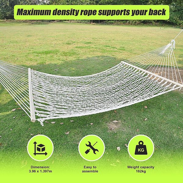 4m Traditional Cotton Rope Hammock with Hanging Hardware