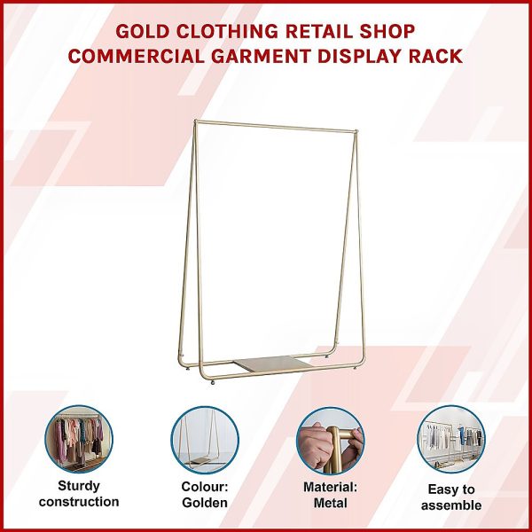 Gold Clothing Retail Shop Commercial Garment Display Rack