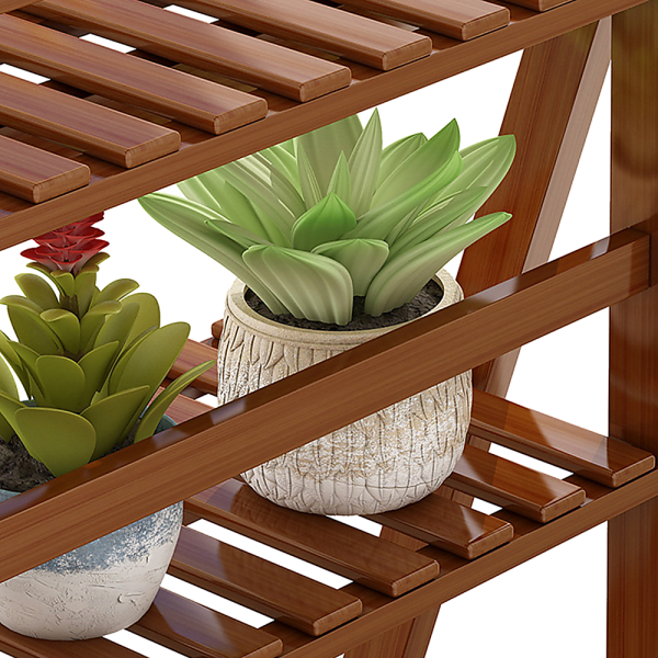 Plant Stand Outdoor Indoor Garden Wood Bamboo Shelf Folding 100CM Length