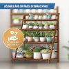 Plant Stand Outdoor Indoor Garden Wood Bamboo Shelf Folding 100CM Length