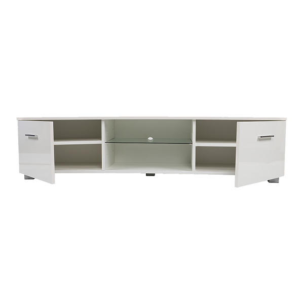 Darton TV Cabinet Entertainment Unit Stand High Gloss Storage Shelf 140cm White