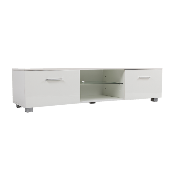 Darton TV Cabinet Entertainment Unit Stand High Gloss Storage Shelf 140cm White