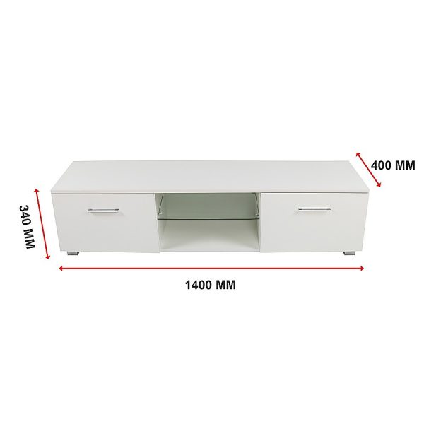 Darton TV Cabinet Entertainment Unit Stand High Gloss Storage Shelf 140cm White