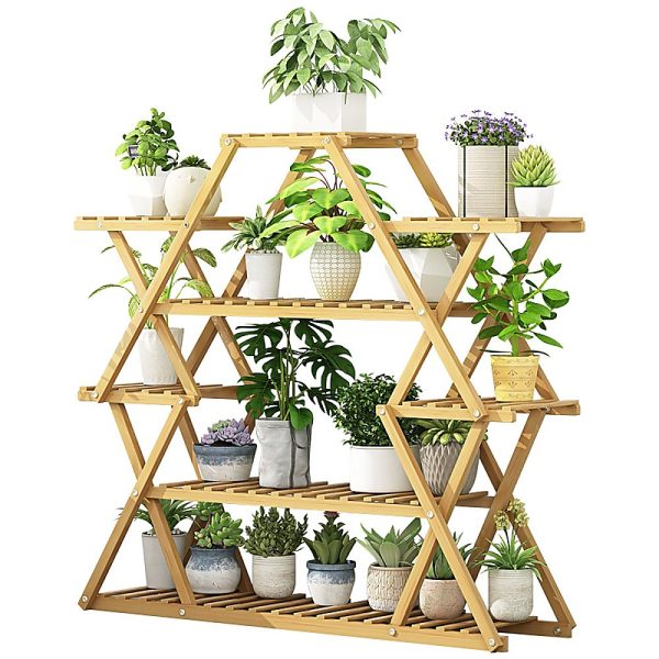 Bamboo Multilayer Flower Plant Bonsai Rack Shelf Stand Porch Lawn Patio. – Wooden