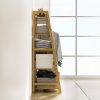 Portable Clothes Rack Coat Garment Stand Bamboo Rail Hanger Airer Closet. – Wooden