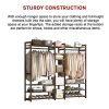 Portable Clothes Rack Coat Garment Stand Bamboo Rail Hanger Airer Closet