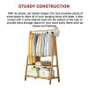 Portable Clothes Rack Coat Garment Stand Bamboo Rail Hanger Airer Closet.. – Wooden