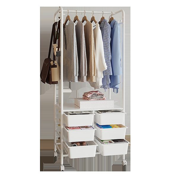 Metal Open Wardrobe Modern Storage Cabinet Tall Clothes Drawers Hanger Coat Rack