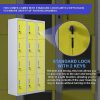 12-Door Locker for Office Gym Shed School Home Storage – Yellow, Standard Lock