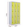 12-Door Locker for Office Gym Shed School Home Storage – Yellow, Standard Lock