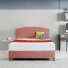 Linen Fabric Bed Curved Headboard Bedhead – QUEEN, Pearl Copper Brown