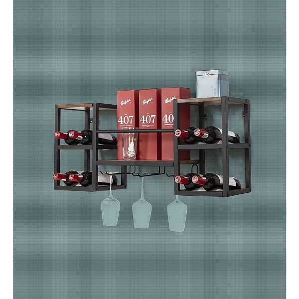 Wall Mounted Wine Rack 3 Stem Glass Holder Storage Organiser