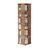 360 Rotating Bookshelf Bamboo Storage Display Rack Shelving in Dark Wood