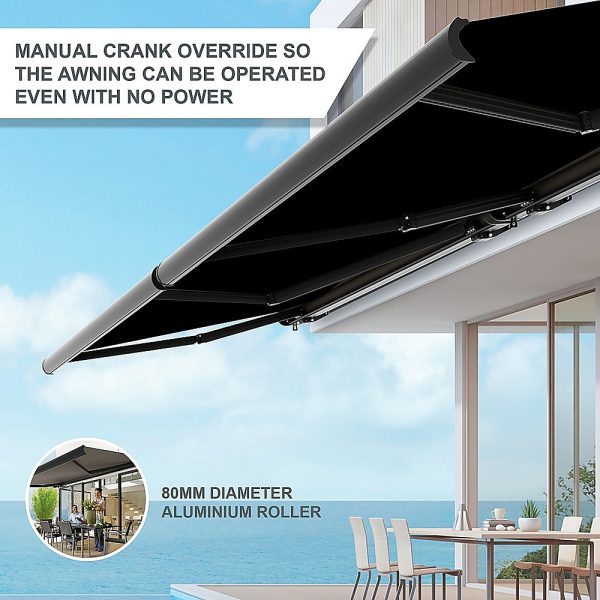 5.5m x 3.0m Retractable Folding Arm Awning Heavy Duty Full Cassette Motorised