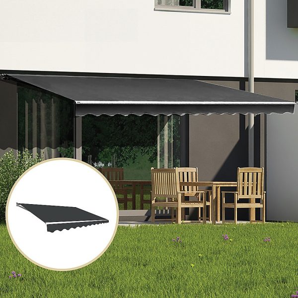 Outdoor Folding Arm Awning Retractable Sunshade Canopy Grey 3.0m x 2.5m