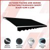 Outdoor Folding Arm Awning Retractable Sunshade Canopy Black 4.0m x 2.5m