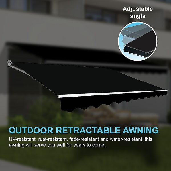 Outdoor Folding Arm Awning Retractable Sunshade Canopy Black 5.0m x 2.5m