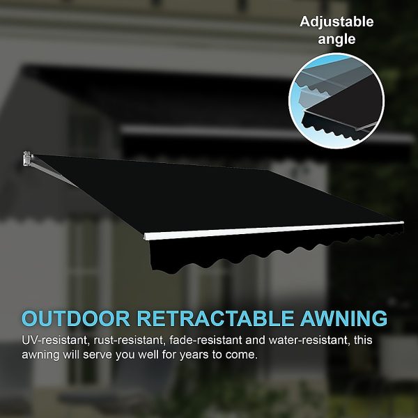 Motorised Outdoor Folding Arm Awning Retractable Sunshade Canopy Black 3.0m x 2.5m