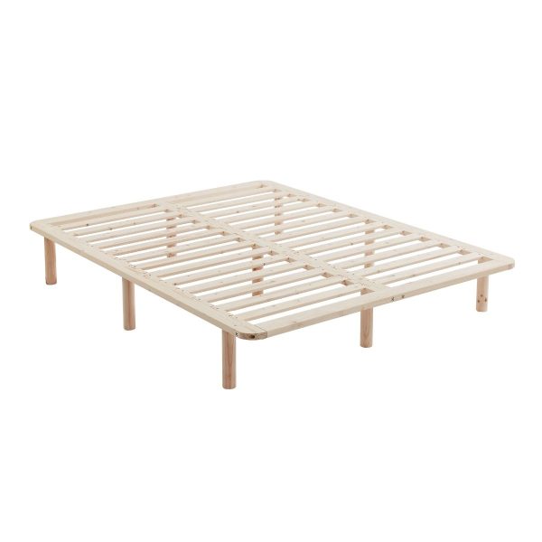 Platform Bed Base Frame Wooden Natural Pinewood – KING SINGLE