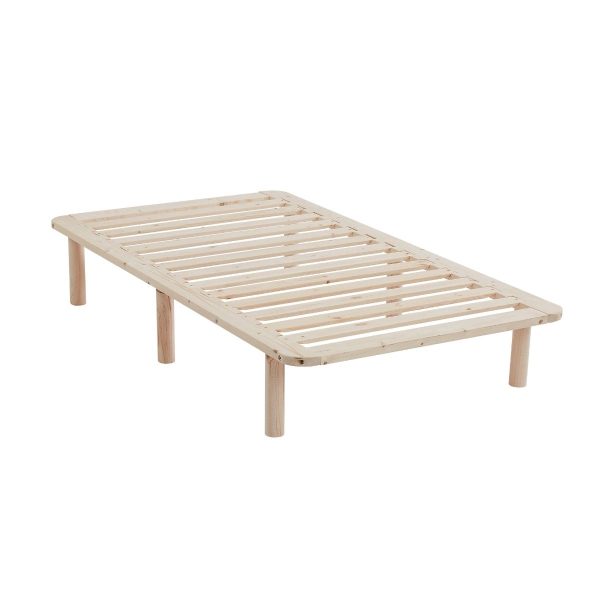 Platform Bed Base Frame Wooden Natural Pinewood – KING SINGLE