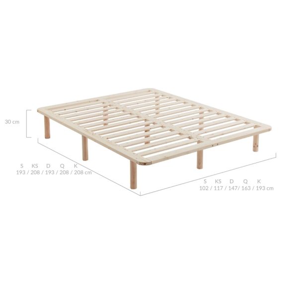 Platform Bed Base Frame Wooden Natural Pinewood – KING SINGLE