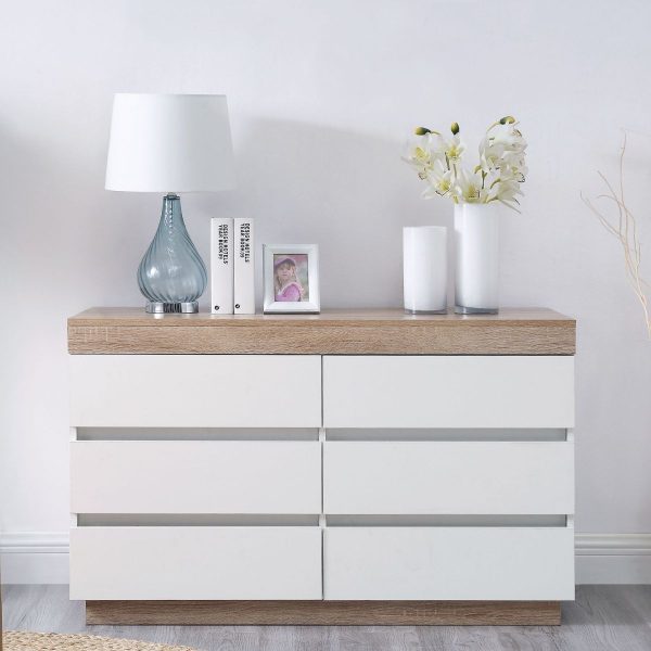 Ashley Coastal White Wooden Chest of 6 Drawers