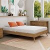 Natural Oak Ensemble Bed Frame Wooden Slat – QUEEN