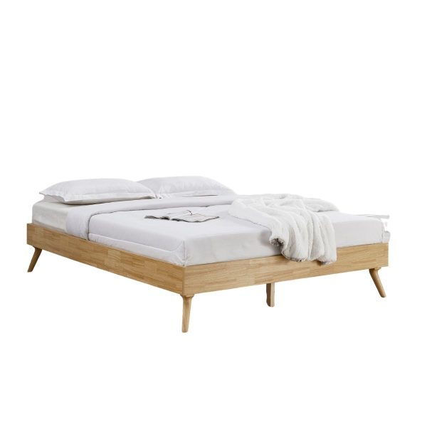 Natural Oak Ensemble Bed Frame Wooden Slat – QUEEN