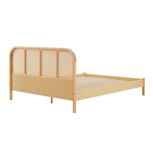 Lulu Bed Frame with Curved Rattan Bedhead – QUEEN