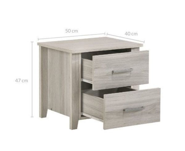 Catskill 2 Drawers Bedside Table In White Oak