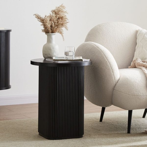 Tate Black Round Column Side Table