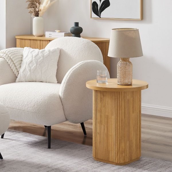 Tate Round Column Side Table in Natural