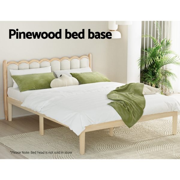 Bed Frame Double Size Wooden Base Mattress Platform Timber Pine BRUNO