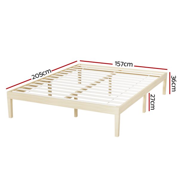 Bed Frame Queen Size Wooden Base Mattress Platform Timber Pine BRUNO