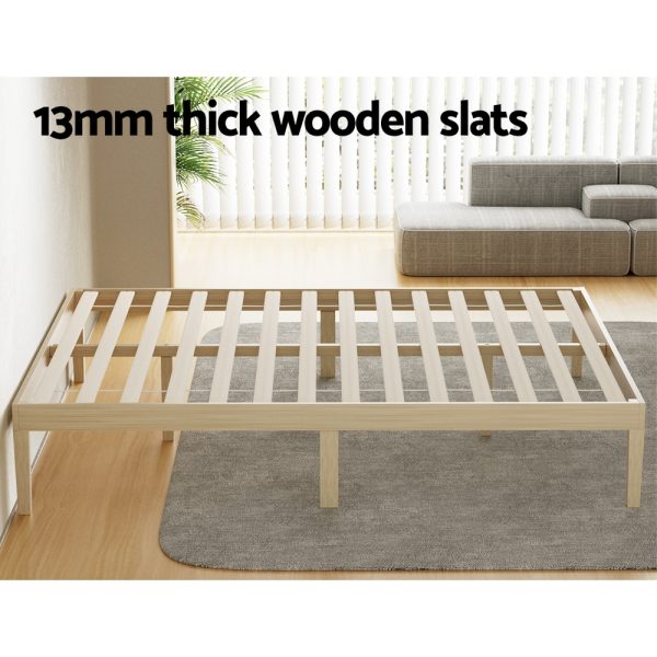 Bed Frame Queen Size Wooden Base Mattress Platform Timber Pine BRUNO